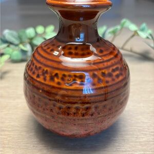 Handcrafted Brownish and Maroon Ceramic Small Vase.